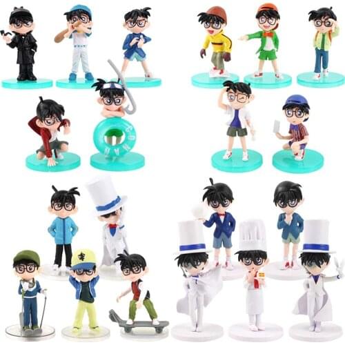 5pcs/lot Anime Figure Toys Detective Conan Edogawa Kuroba Kaito Kid the Phantom Thief Jimmy Kudo Kudou Shinichi Figurine