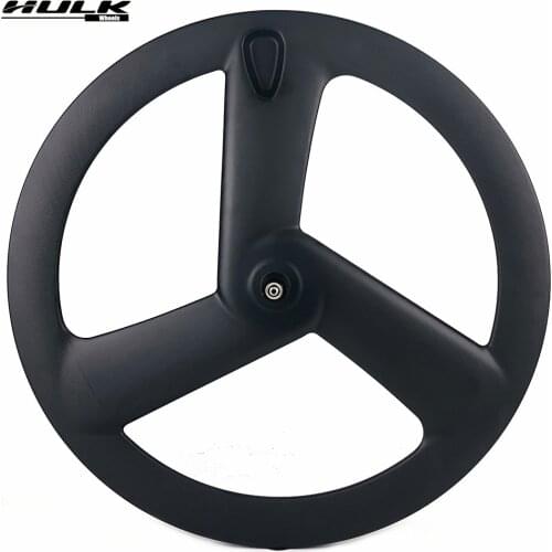 HULKWHEELS 700C Carbon Fiber Tri Spoke Wheel Crabon Tri Wheelset Clincher Tubular For Track Triathlon Time Trial BIke Wheels