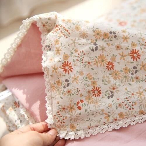Floral Summer Bed Quilt with Lace Ruffled Pure Cotton Summer Cool Blanket for Summer Bedding Quilts for Children Kids Bedspread
