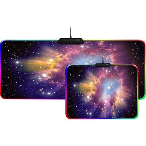 Mairuige RGB Gaming Mouse Pad Cool Glowing USB LED Color Lighting Lock Edge Thick Rubber Starlight Flashing Laptop Keyboard Mat