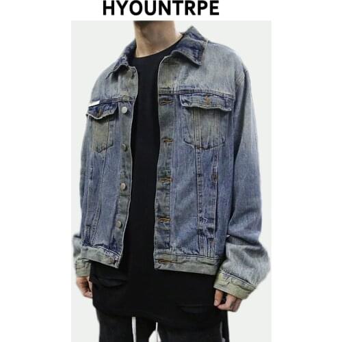 Fashion Retro Wash Jean Jackets Coat Men Casual Single Breasted Turn Down Collar Denim Streetwear Hip Hop Loose Outerwear Jacket