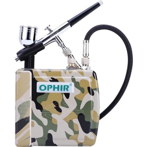 OPHIR Nail Art Airbrush Set 0.3mm Dual-Action Airbrush Kit with Mini Air Compressor for Cake Decoration Makeup_AC003H+004+AC011