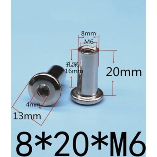 5pcs Nickel plated flat head cross lock screw pair knock nut furniture combination connector nail M6