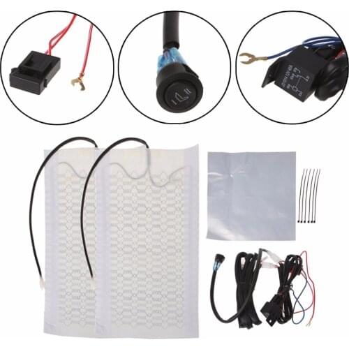 NEW 2 pcs 1 Seat 12V Universal Carbon Fiber High/Low Car Heated Seat Pads With Round Switch for Winter C45