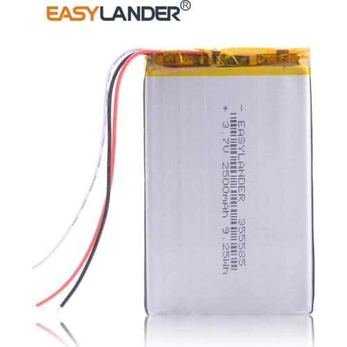 NTC 3-wire 355585 2500mAh 3.7V Lithium Polymer Rechargeable battery For phone E-Book Onyx Boox PAD LAPTOP GPS DVR