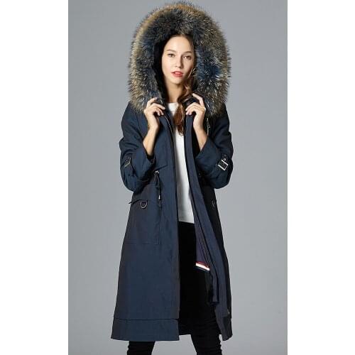 Parka 2020 Real Fur Coat Female Rabbit Fur Liner Long Jacket Winter Coat Women Raccoon Fur Collar Warm Parkas MY4576 s