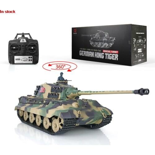 Boys Gift Heng Long 1/16 7.0 Plastic 3888A German King Tiger RC Tank Barrel Recoil 360° TH17520-SMT4