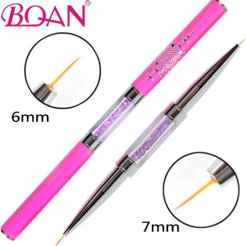 Rose Red 5/7/9/11mm Double Head Liner Brush Crystal Handle Painting Pen Gel Brush Flower Drawing Painting Nail Art Brush Tools