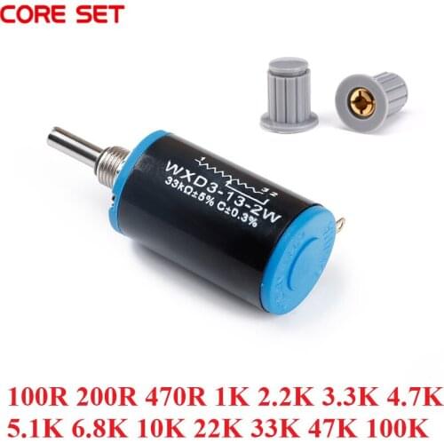 WXD3-13-2W Potentiometer Knob 100R 220R 2.2K 3.3K 5.1K 6.8K 10K 22K 33K 47K 100K Precision Multi-turn Adjustable Potentiometer