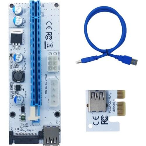 SATA 15 Pin-6Pin Power Cable 1X To 16X Riser Card +USB 3.0 Extender Cable 60CM PCI-E PCI E Express for Bitcoin Mining Miner