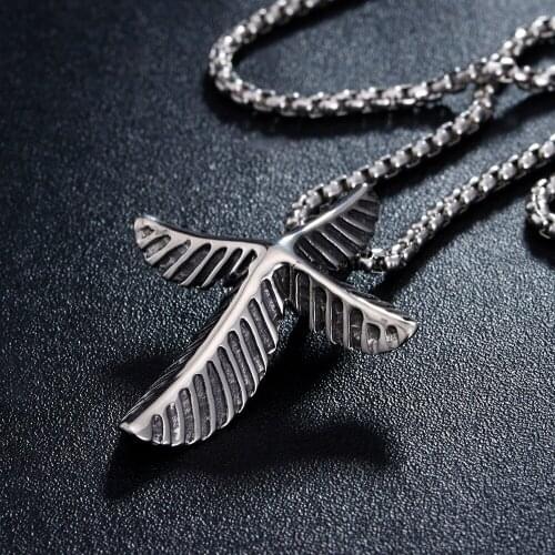 Silver Color Leaf Cross Pendant Necklace Stainless Steel Jewelry Link Chain Vintage Feather Leaves Pendants