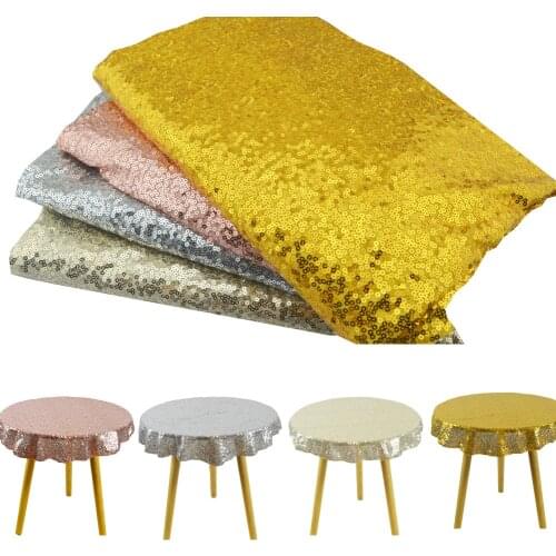 Round 60 Sequin Tablecloth Glitter Table Cloth For Wedding Banquet Christmas Birthday Party Decoration Home Gold Tea Tablecloth