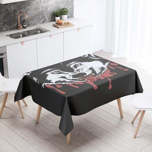 Tablecloth On Rectangluar Table 3D Printing Wolf Animal Pattern Table Linen Tea Towels Home Decor
