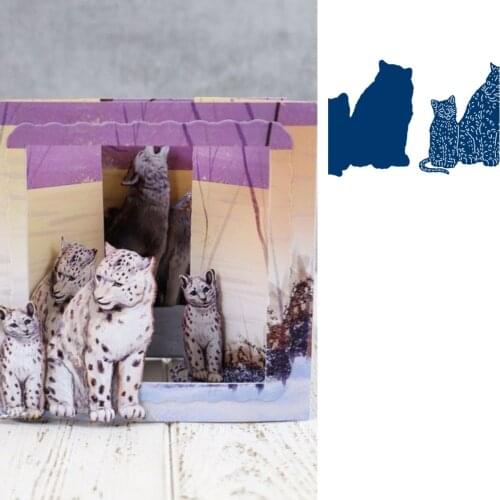 Snow Leopards Metal Cutting Dies Scrapbook Diary Decoration Stencil Embossing Template DIY Greeting Card Handmade 2021 New