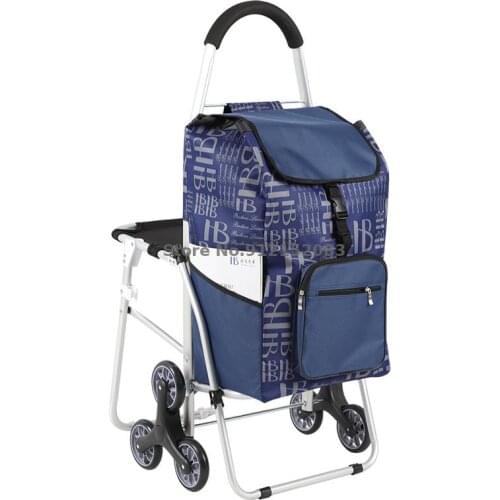 Shopping Cart Shopping Cart Small Trolley With Stool Aluminum Alloy Large Folding Old Man Pulls The Rider To Push The Seat Troll
