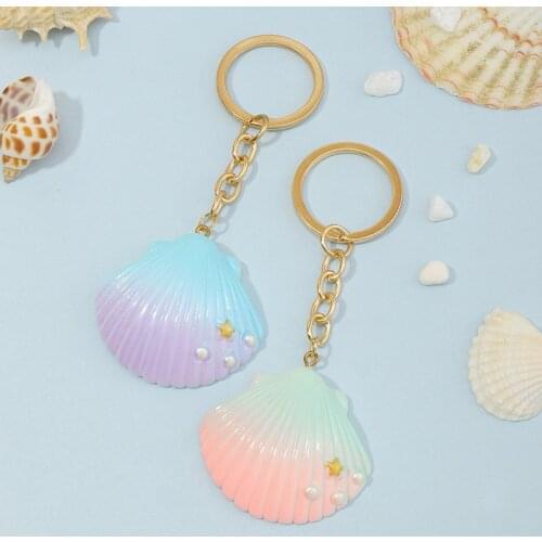 Creative Resin Shell KeyChain Simulation Key Chain Charm Pendant Key Rings Shoulder Bag Purse Car Accessories For Women Girls