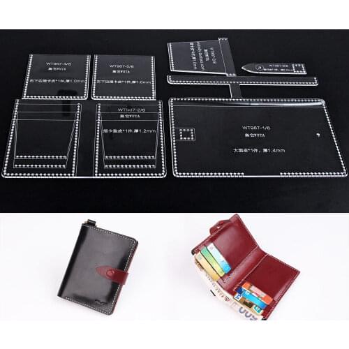 WUTA 967 Mens Bifold Vertical Wallet Template Leather Clear Acrylic Pattern Model for DIY Making Thin Short Purse Leather Tools