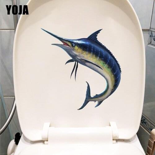 YOJA 23×23.6CM Ocean Swordfish Personality Home Wall Decoration Toilet WC Stickers T1-3176
