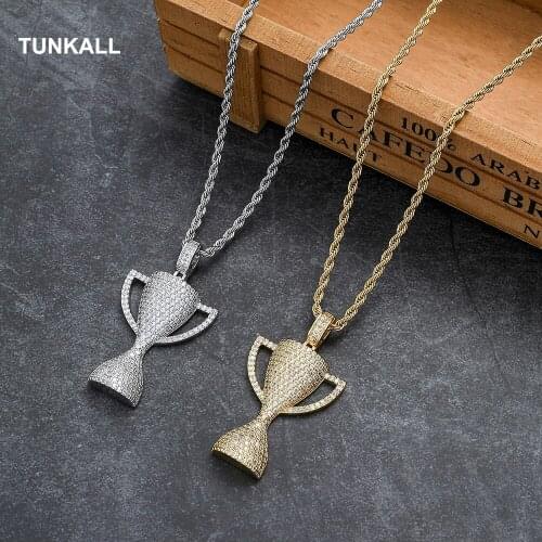 TUNKALL Bling Bling hip hop jewelry pendant Brass necklace Iced Out necklace for men Engagement gift CN344