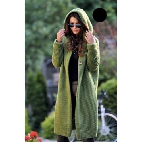 Women Long Cardigan Solid Knitted Hooded Sweater 2021 Autumn Winter Female Coat Plus Size 5XL Casual Streetwear Loose Coat