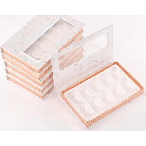 10/Pack Wholesale 5pair Lash Book Eyelash Packaging Box Custom Faux Cils 3D Mink Lashes Strip Marble Storage Package Case Vendor