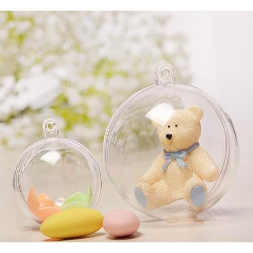 10pcs/lot Round Hollow Plastic Ball Gift Box Christmas Tree Decoration Hanging Ball High Transparent Christmas Ball