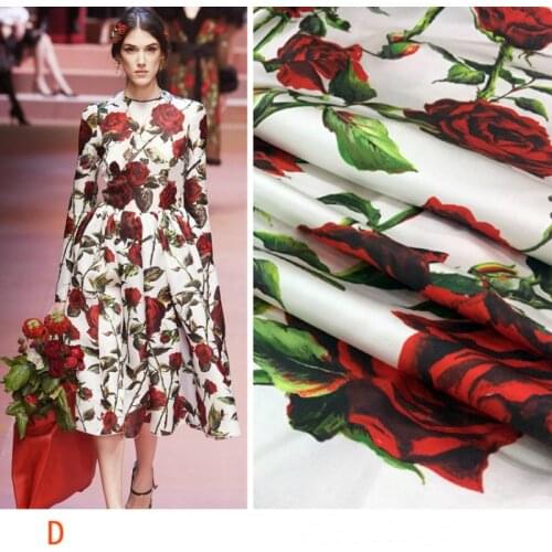 145cm Wide Printed Shirt Dress Polyester Fabric Rose Fabrics for Dress Per Meter Sewing Wholesale Cloth Alibaba Express