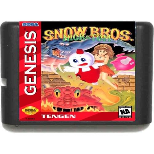 Snow Bros 16 bit SEGA MD Game Card For Sega Mega Drive For Genesis
