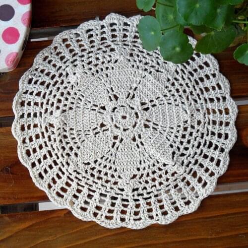 20pic/lot 100% natural cotton crochet lace doilies for wedding cup pads felt tablemat potholder placemat coaster button mats