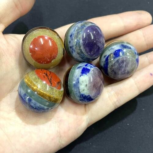25MM 40MM Natural Agates Lapis Lazuli Amethysts Crystal Round Quartz Healing Beads 7 Chakra Reiki Home Decor Crafts Of Gem Stone