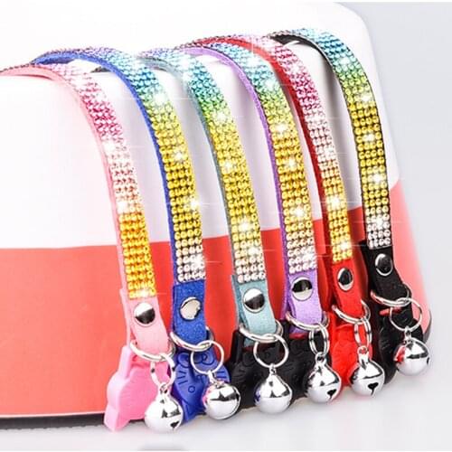 30 Pieces/lot) Wholesale Pet Products Bling Colorful Rhinestone Style Pet Cat Collars