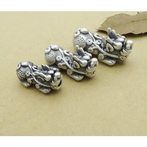 3D 100% 999 Silver Pixiu Beads Real Vintage Pure Silver Lucky Fengshui Pixiu Beads Wealth Pixiu Piyao Beads Good Luck for Wealth