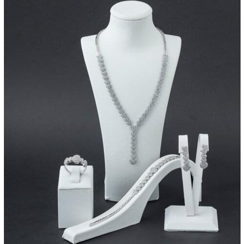 925 Sterling Silver and Zircon Stones Rose Plated Heart Model Set