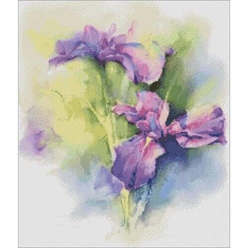 Watercolor iris patterns Counted Cross Stitch 11CT 14CT 18CT DIY Chinese Cross Stitch Kits Embroidery Needlework Sets