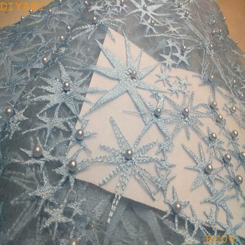 Bazin riche getzner 2018 beige African beaded Lace, French tulle lace fabric for dress clothes womens fashion 5 yard/lot