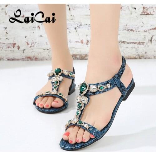 Fashion Large Size Womens Shoes 45 Size Vintage Bohemian Rhinestone Sandal Woman 2021 Beaded Snake Pattern Sandals