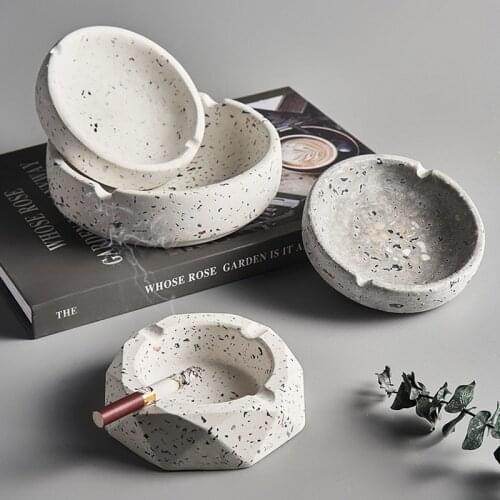 Cement Round Smoke Cigarette Ash Tray Mold Decoration Ashtray For Home Office Car Home Decor smoking accessories for weed cute