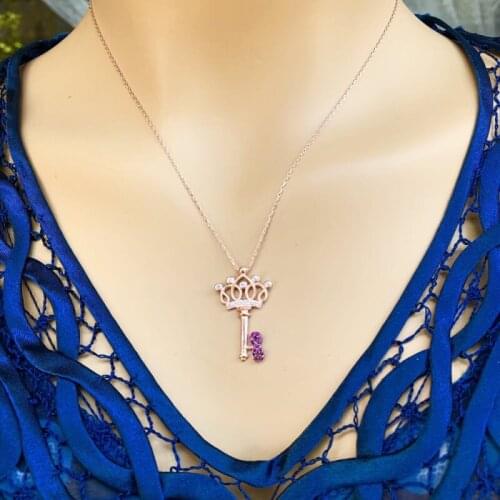 Key 925 Sterling Silver Necklace Women Girls Gift Jewelry Accessories Fashion Handmade Elegant Chain