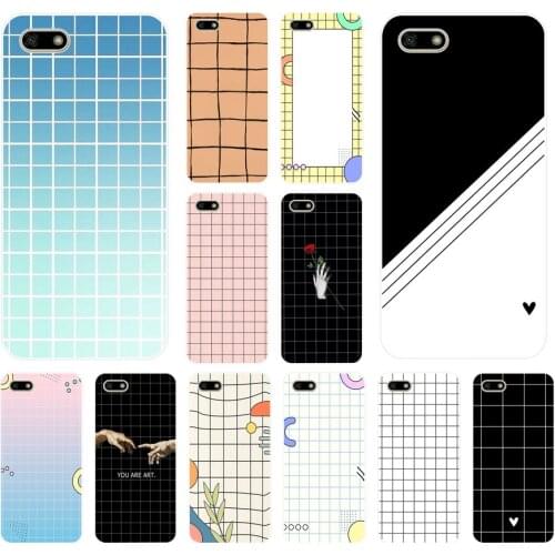Back Cover Bumper Phone Case 16AS Silicon Soft Tpu Black white checkered stripe 5.7 7c 5.7 7x Cases for Huawei Honor 7A 5.45 Pro