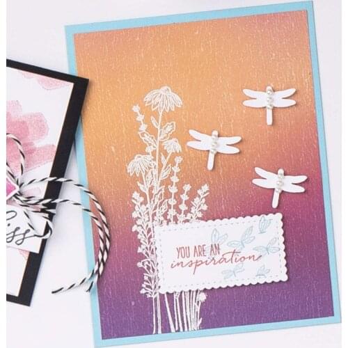 Flowers Dragonflies Butterflies Cutting Dies & Coordinating Stamp for Diy Scrapbooking Craft Embossing Stencil Die Cut Card Make