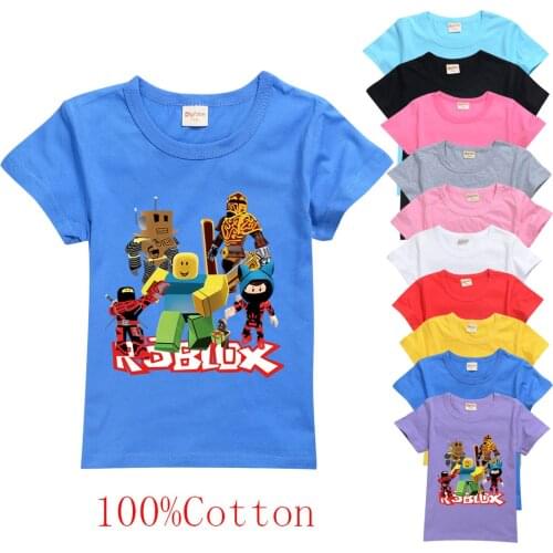 Childrens summer short-sleeved T-shirt Robloxing cartoon pattern for boys and girls Kids Sport Tops Teen Children Clothing