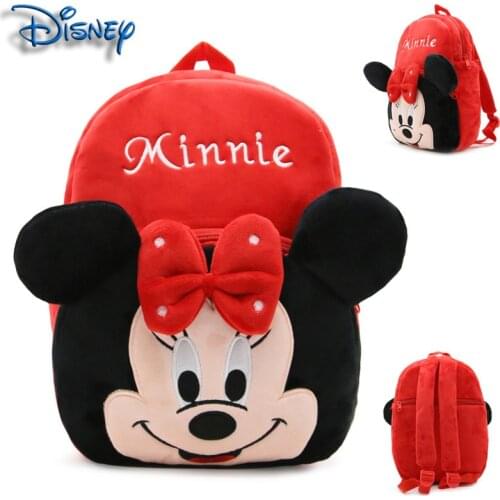 Disney Childrens Minnie Mickey Backpack Kindergarten Plush School Bag Cartoon Anime Backpack Soft Plush Backpack