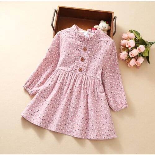 Spring Autumn Girls Fashion Cotton Floral Dress Princess Dress Children Baby Long-sleeved Dress Kids Winter Dress