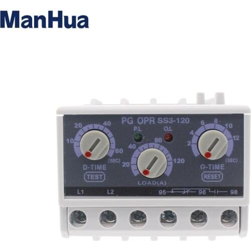ManHua 10-120A PG OPR SS3-120 160-450VAC Electronic Overload Relay Motor Protector Thermal Overload Relay