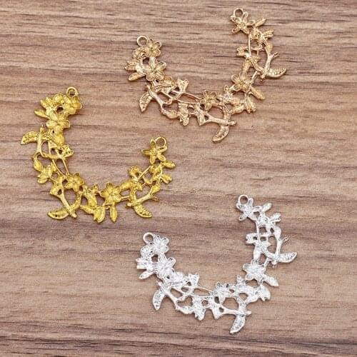 20 Pieces/Lot 39*46mm Wreath Filigree Flower Connection Handmade Materials DIY Jewelry Hair Accessories
