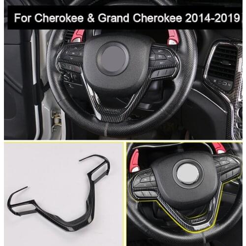 Carbon Fiber Steering Wheel Frame Cover Decor Trim for Jeep Grand Cherokee 2014-2019
