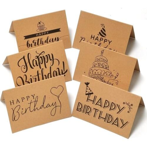 10Pcs Kraft Paper Happy Birthday Thank You Card for Gift Decor Blank Note Cards DIY Baking Cakes Party Supplies