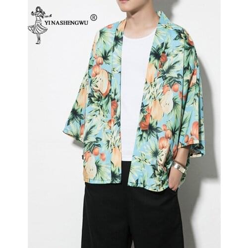 Kimono Cosplay Yukata Kimono Cardigan Men Kimono Femme Harajuku Japan Kimono Summer Print Black Color Coat Asia Costume Shirt