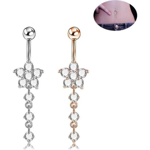 Navel Piercing Body Jewelry Vintage Belly Button Rings Barbell Piercing Belly Ring AAA Cristal
