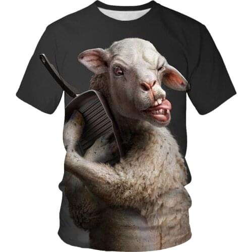 Fashion funny animal mens t-shirts 3D print casual sheep Saucepan Tshirt O-neck short-sleeved t shirt for men oversized T-shirt
